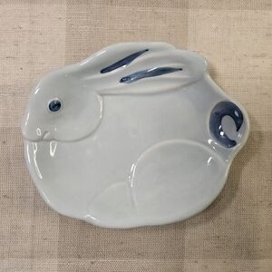 Japanese Ceramic Blue Bunny Shaped Small Dish